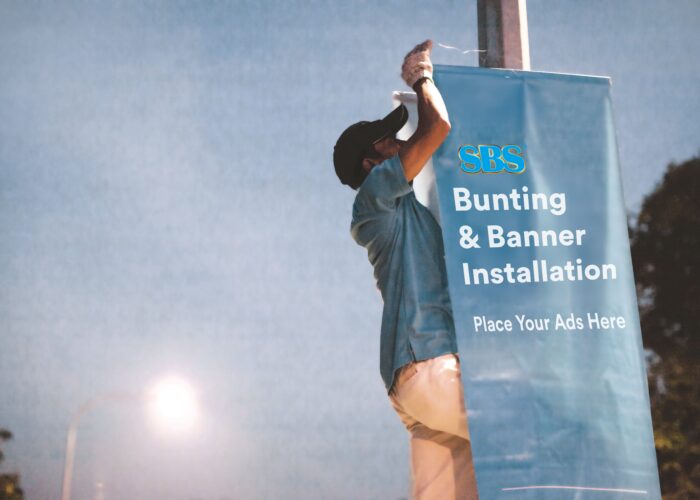 Outdoor bunting and banner installation by SBS Nexus